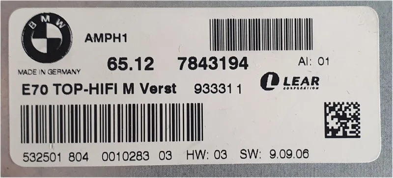 ENDSTUFE VERSTÄRKER LEAR BMW X5 X6 X6M E70 E71 E72 HYBRID TOP-HIFI M - 65127843194